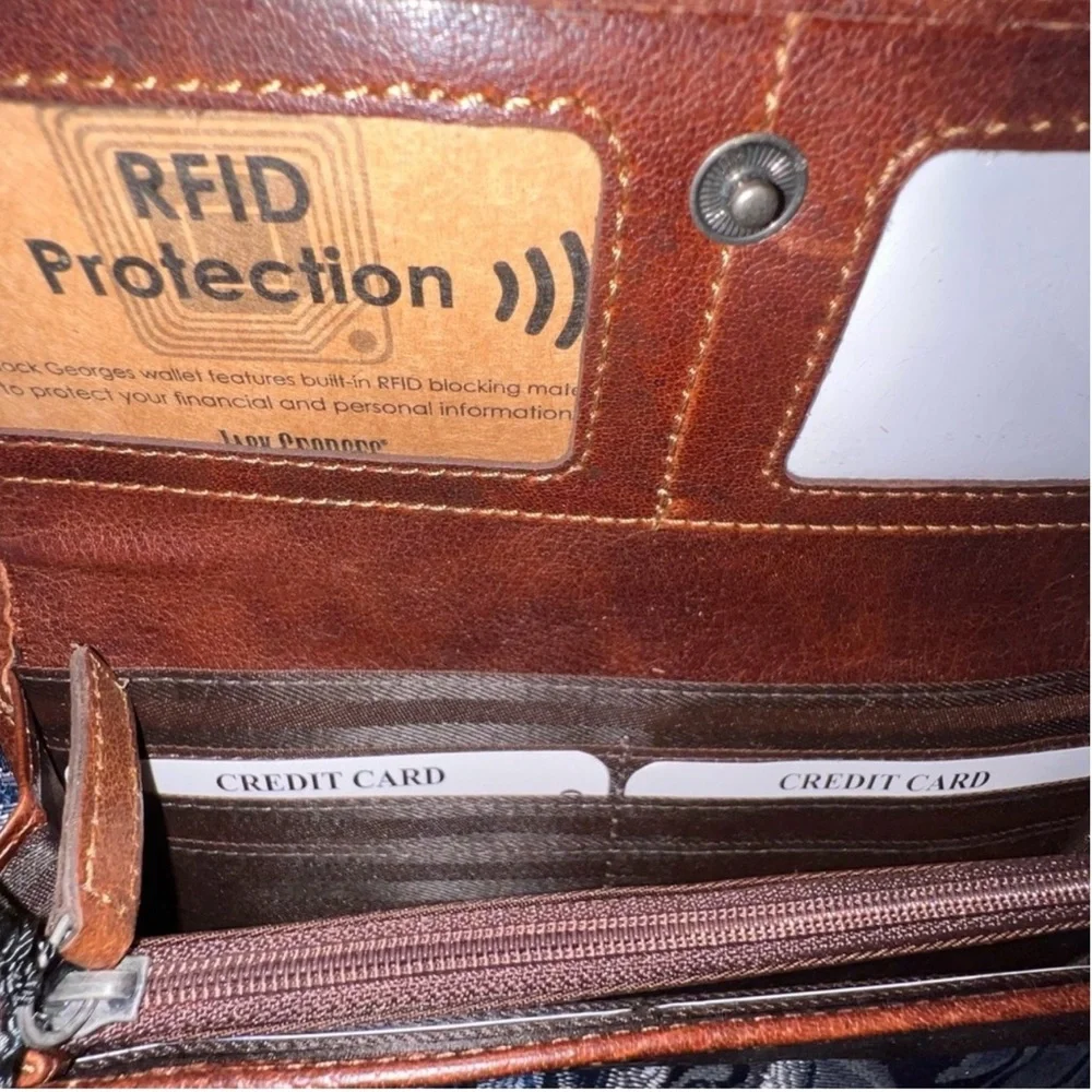 JACK GEORGES  Voyager Brown Leather Clutch Wallet NWT RFID Protected - Picture 9 of 12
